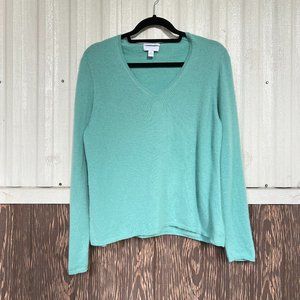 Charter Club 100% cashmere sweater v neck women's green size Petite large PL